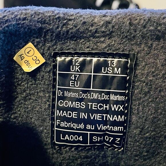 Dr Martens Combs Tech WX Leather Canvas Utility M 13 Black Warmwair Boots Rugged - Picture 7 of 9